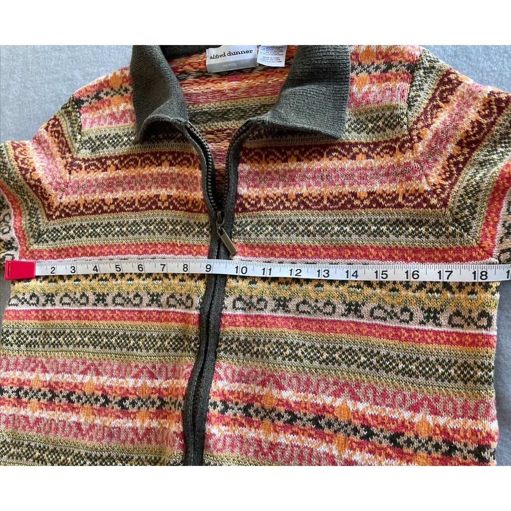 Alfred Dunner Women Knit Sweater Petite Multicolor Zip Up Granny - Picture 9 of 13